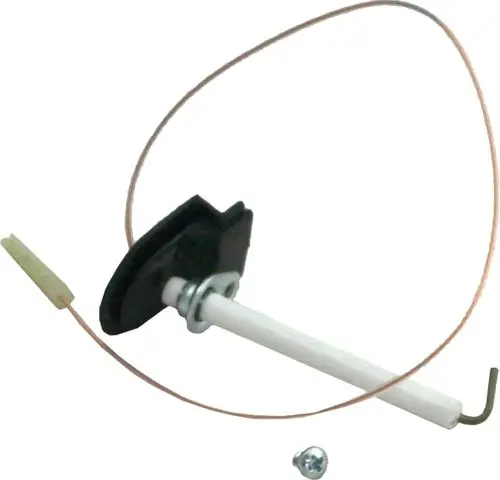 Zündelektrode mit Zündleitung, hergestellt von Wolf. Das Produkt zeigt eine Elektrodenanordnung mit Draht und Anschluss für Zündanwendungen.